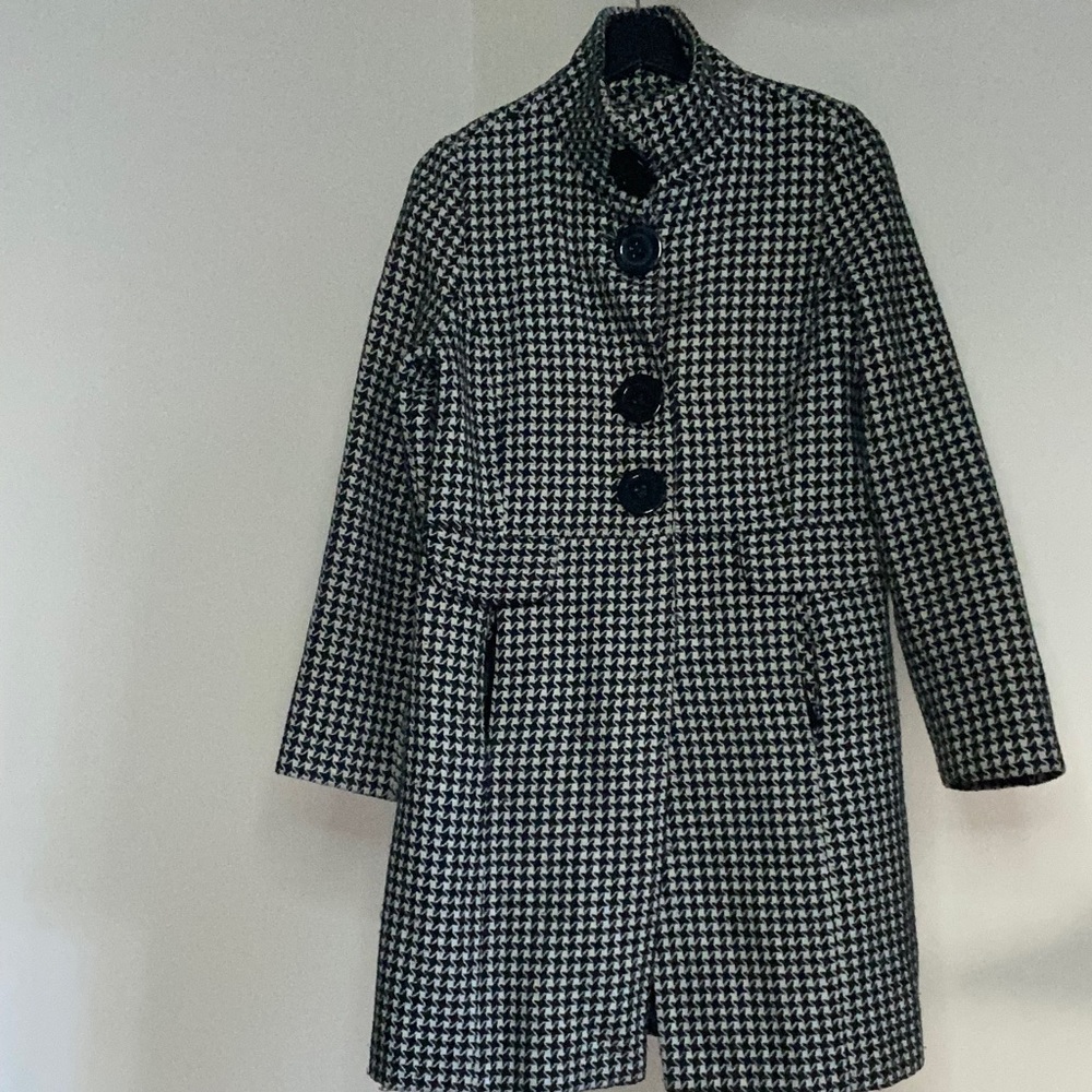 Black and white checkered button down coat